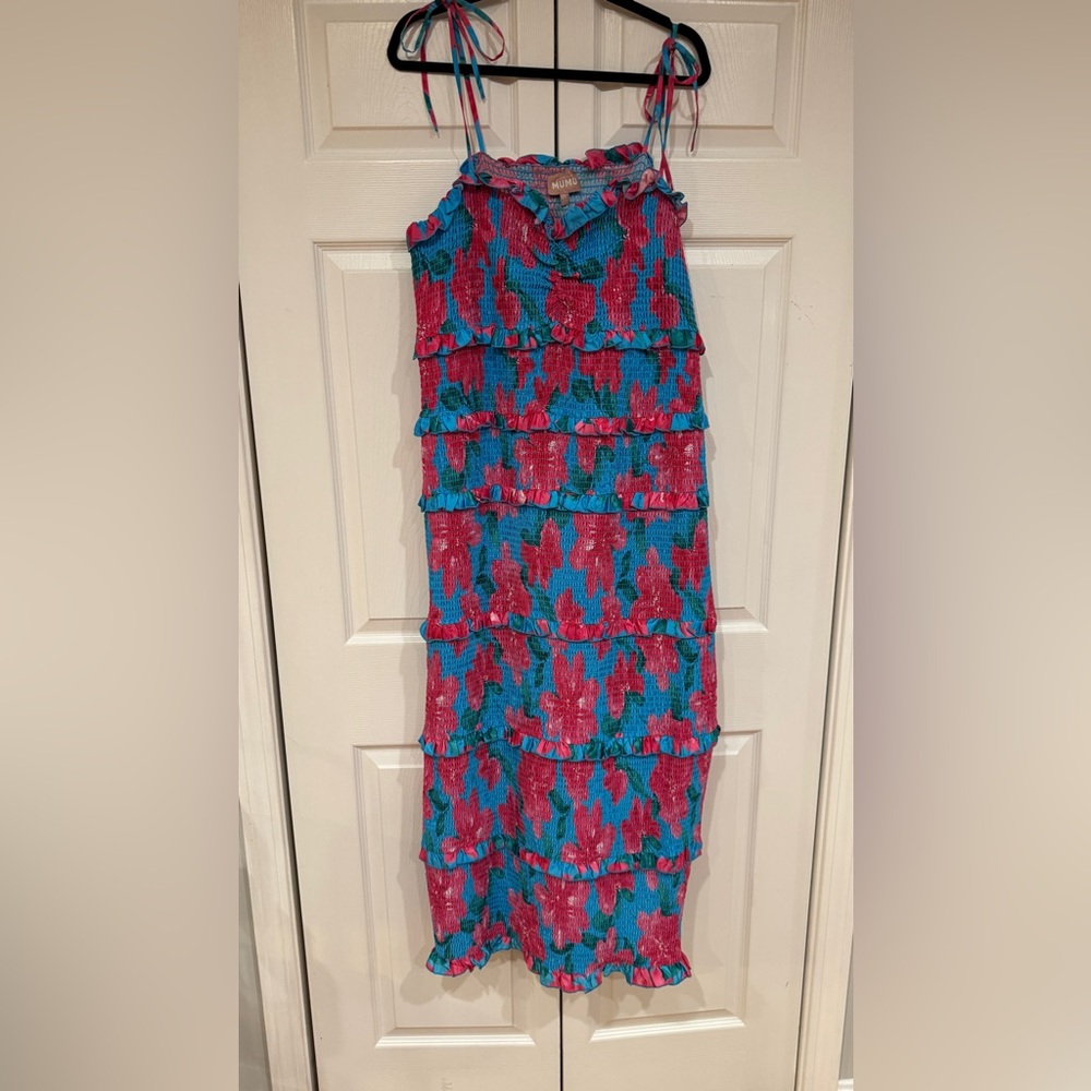 Floral Patterned Skirt - Pink and Blue